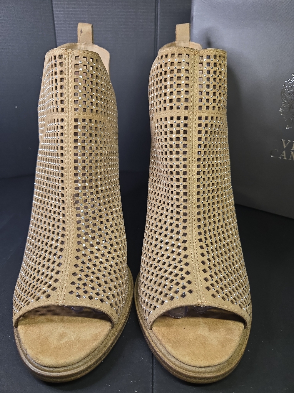 Vince Camuto Kiminni Sahara Dune Leather Embellished Ankle Booties